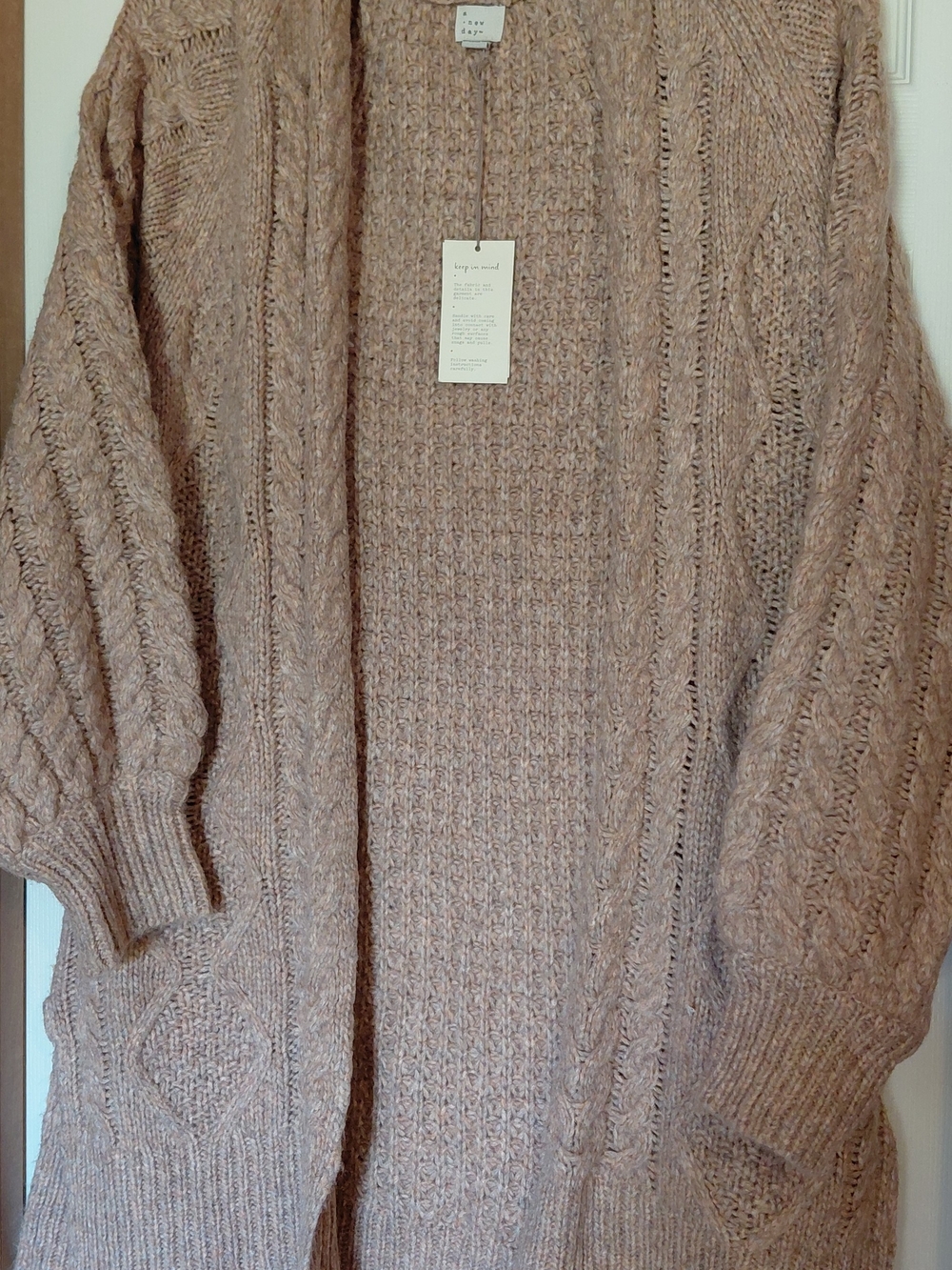 a new day Taupe Cable-Knit Open-Front Cardigan